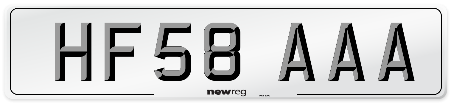 HF58 AAA Number Plate from New Reg
